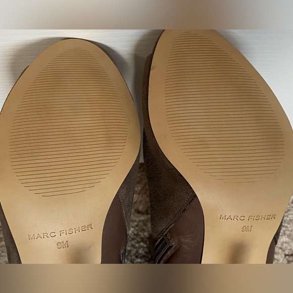 Marc Fisher Grey Suede Peep Toe Bootie - Picture 7 of 9